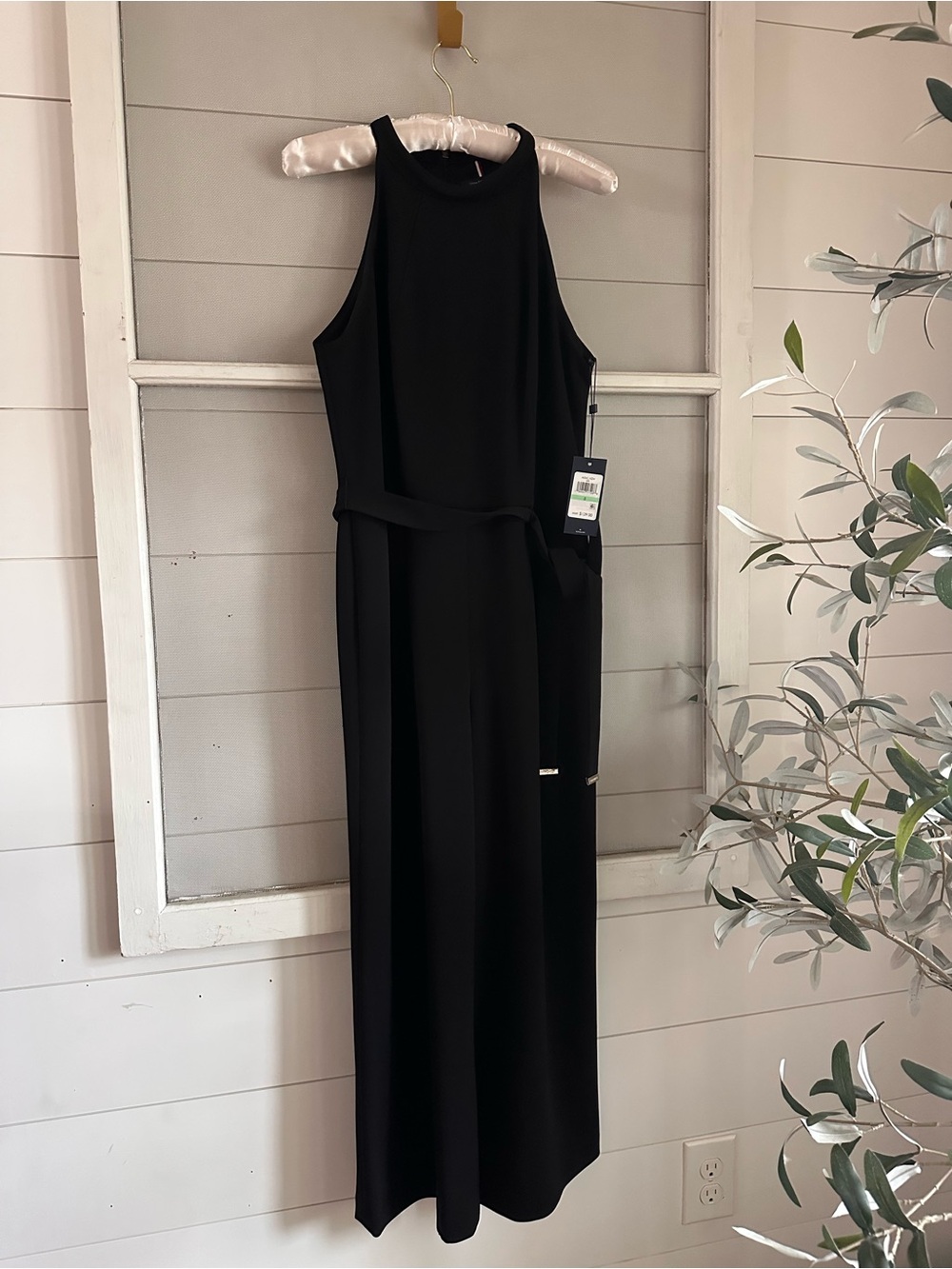 Tommy Hilfiger Black Cropped Jumpsuit with Belt